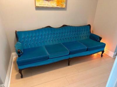 Blue Velvet Antique Couch