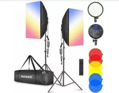 Neewer 2-Pack 2.4GHz LED Softbox Lighting Kit with Color Filter