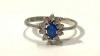Sterling Silver Ring with Sapphire Blue Rhinestone Size 7 #404