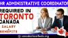 HR ADMINISTRATIVE COORDINATOR REQUIRED IN TORONTO