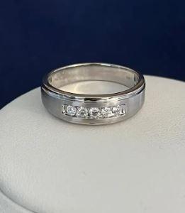 14K White Gold 6.5mm Men’s Diamond Band
