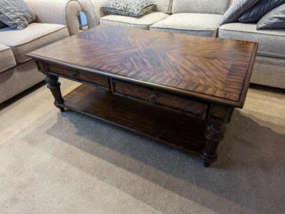 49 Inch Solid Wooden Coffee Table With Drawers
