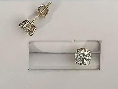 14K Yellow Gold 1.10ct. Diamond Stud Earrings*Certified $8,700