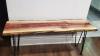 Custom walnut /red resin coffee table