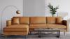 Mid-Century Tan 100% Genuine Cowhide Leather Sofa Sectional