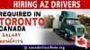 HIRING AZ DRIVERS REQUIRED IN TORONTO