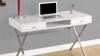 Glossy white desk with chrome legs